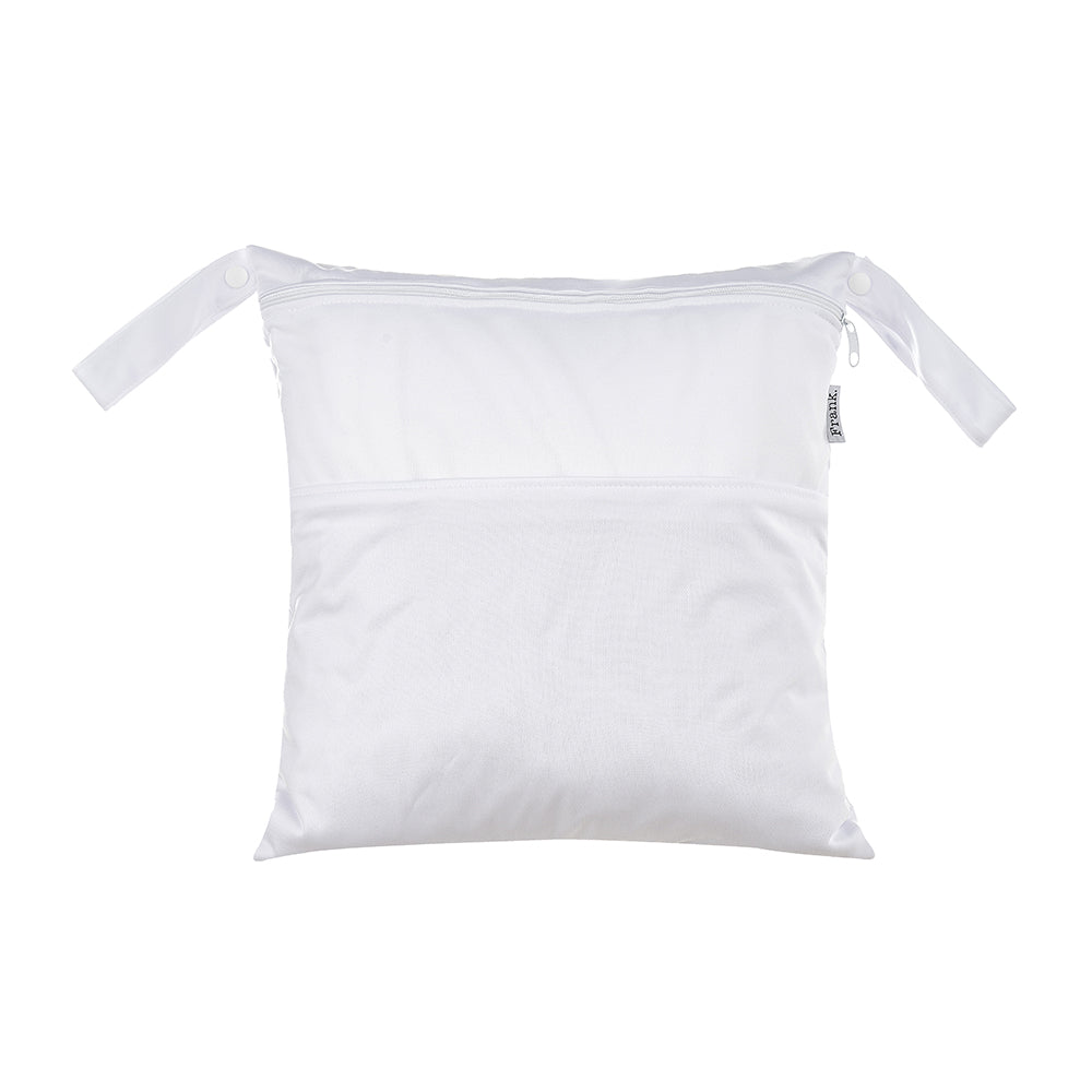 Solid white regular wet bag - 2 zip pockets