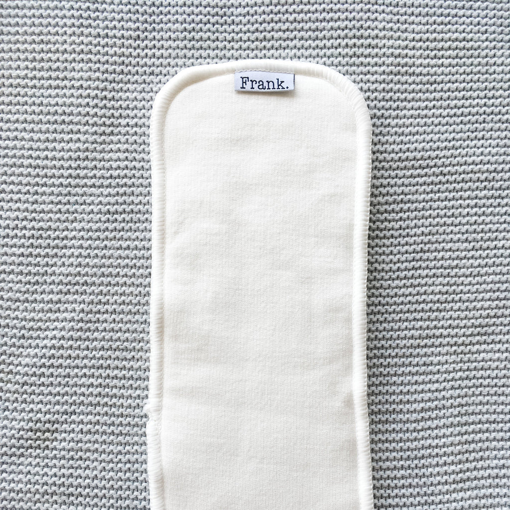 Our cloth nappy inserts are bamboo and cotton. Heavy wetter inserts